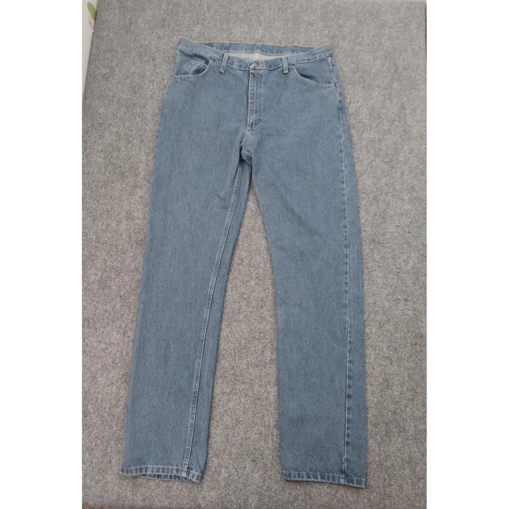 Wrangler Jeans Mens 38x36 Blue Cotton Straight Leg Work Wear Western Denim‎